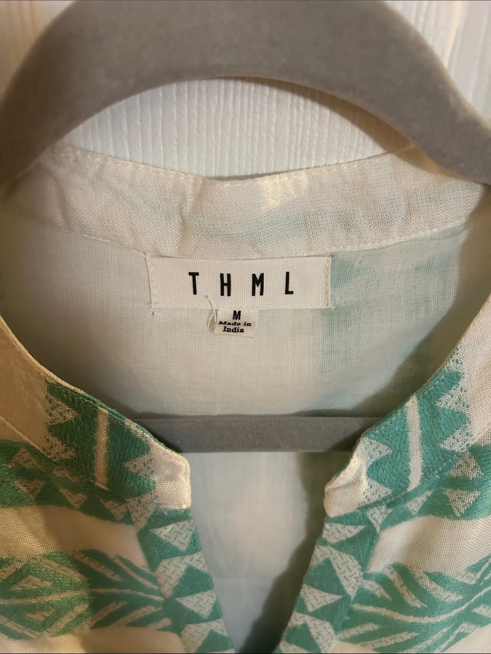 THML Mint and White Geometric Tiered Dress - Picture 2 of 4